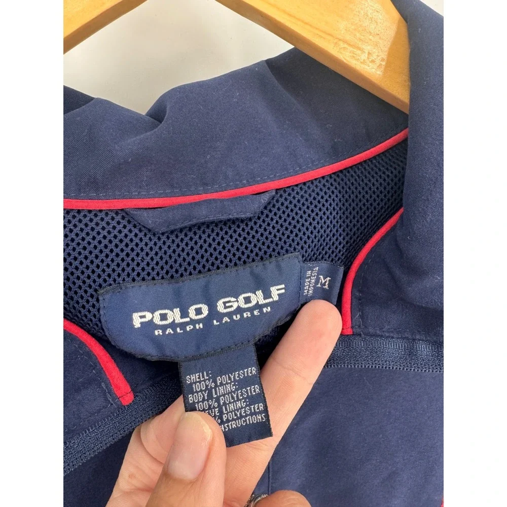 Polo Ralph Lauren Windbreaker Mens M Navy Blue Vintage 1/4 Zip Golf Jacket